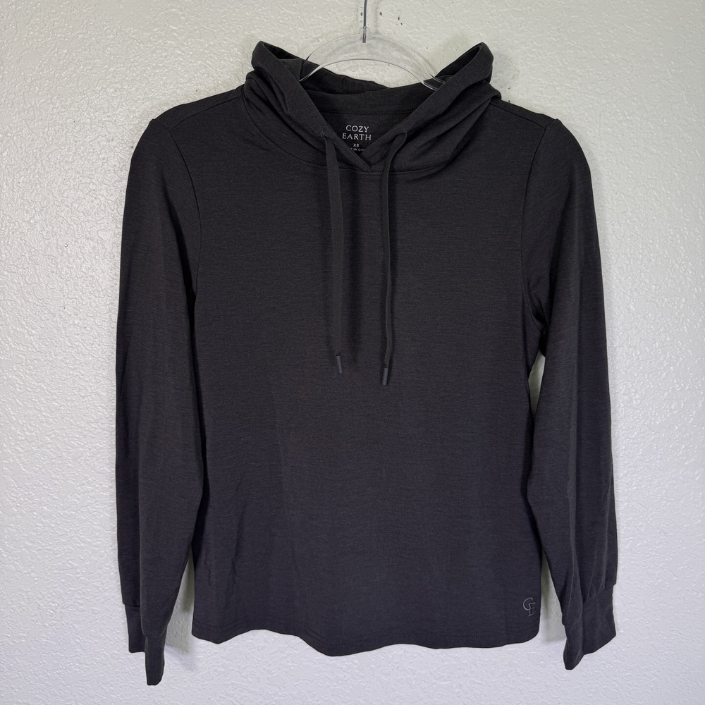 Cozy Earth Hoodie Pullover Womens XS Gray Bamboo Jersey Lightweight Stretch Soft